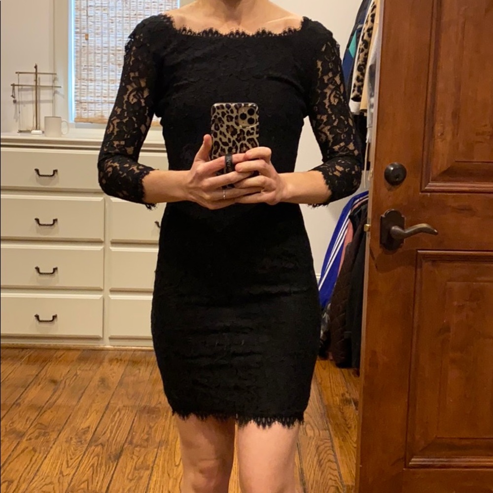 Diane von Furstenberg Zarita black lace dress